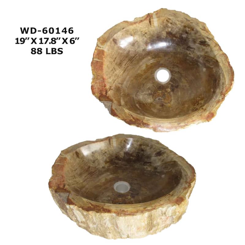 Wood Unique Handcrafted Petrified Wood Natural Stone Bathroom Vessel Sink - WD60146