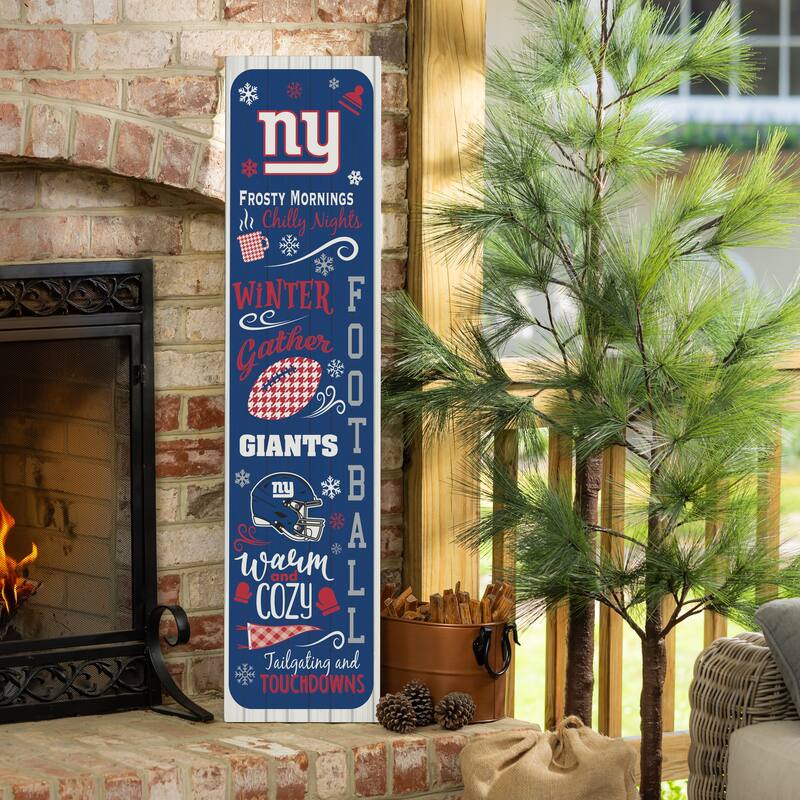 47" Double Sided Seasonal Porch Leaner, New York Giants - 47" x 11.25" - Winter