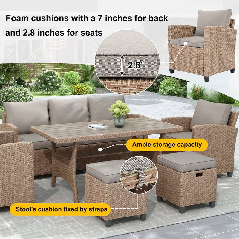 6-Piece Outdoor Rattan Wicker Set