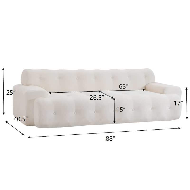 88 inch Cloud 3 Seater Boucle Sofa with Button Tufted Comfy Upholstered Couch