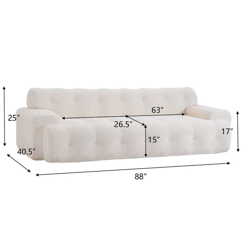 Button Tufted Upholstered 3 Seater Sofa, Comfy Chenille Deep Seat Cloud Couch, Compression Sofa for Apartment, Living Room