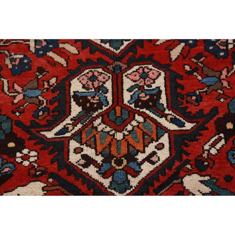 Hand Knotted Oriental 100% Wool Carpet Traditional Medallion Red Bakhtiari Area Rug - 13' 2'' X 11' 5''