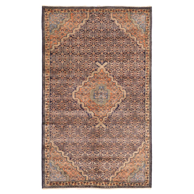 ECARPETGALLERY Hand-knotted Kayseri Vintage Dark Navy Wool Rug - 4'9 x 7'9