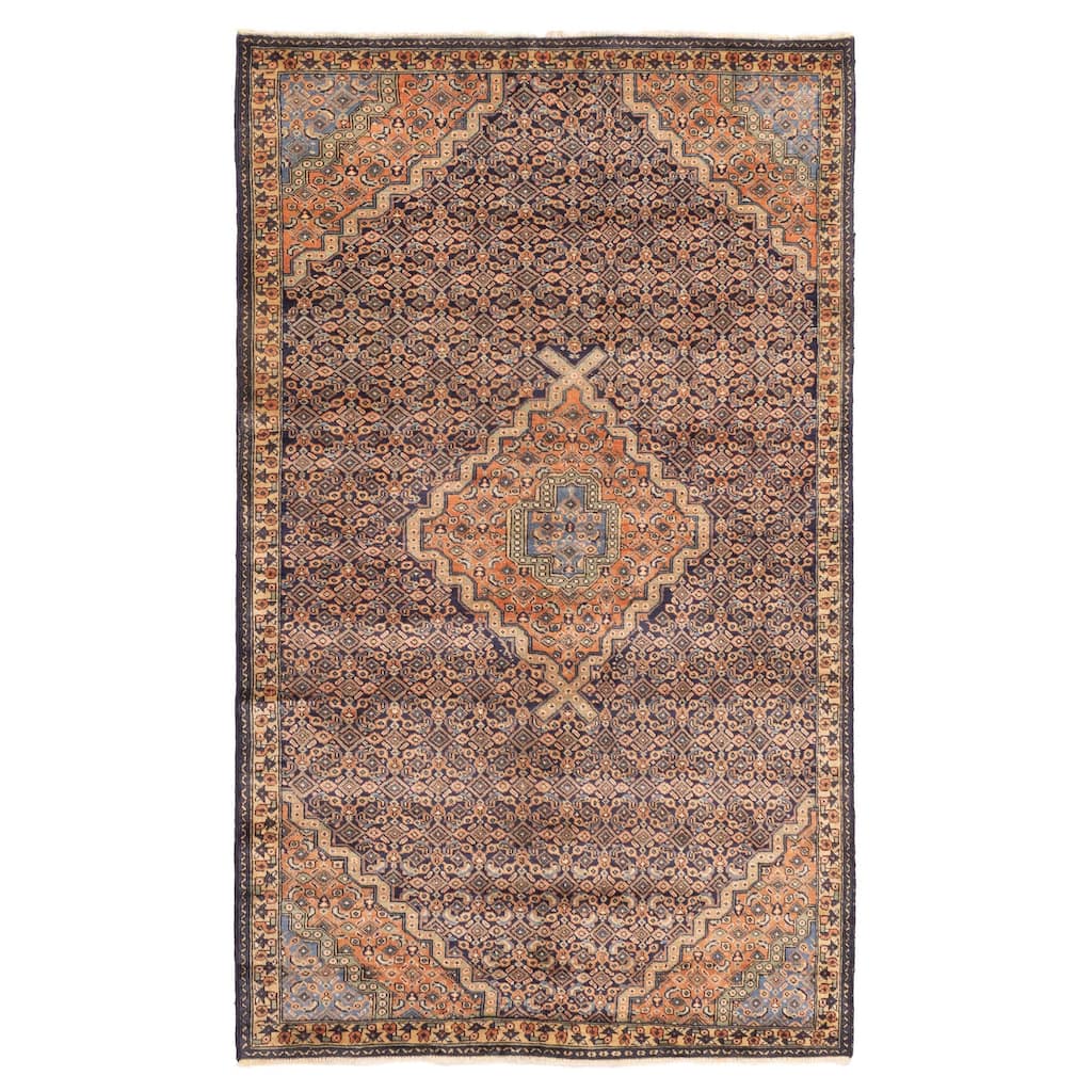 ECARPETGALLERY Hand-knotted Kayseri Vintage Dark Navy Wool Rug - 4'9 x 7'9