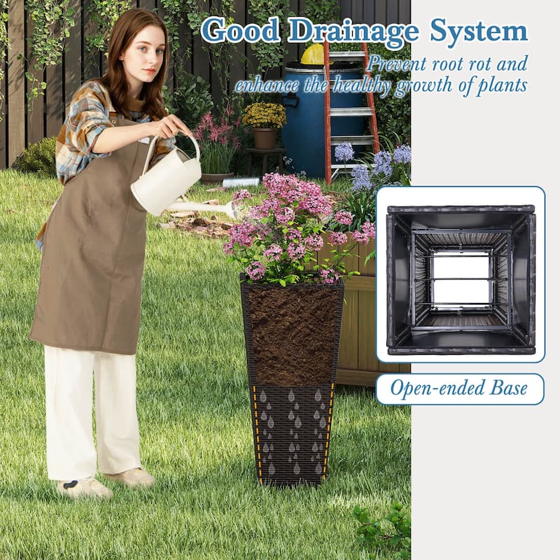 Costway 30” Tall Flower Pot Set of 2 Planter Pots with Open-ended Base - See Details