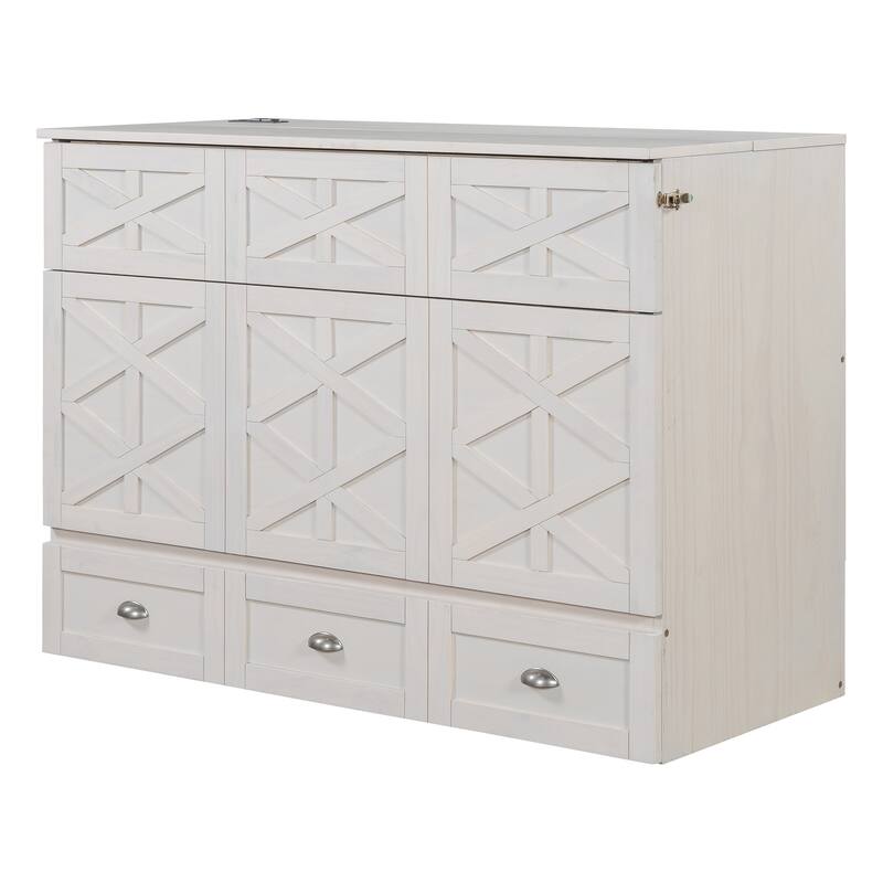 Queen/Full Murphy Bed with Large Drawers, Murphy Bed