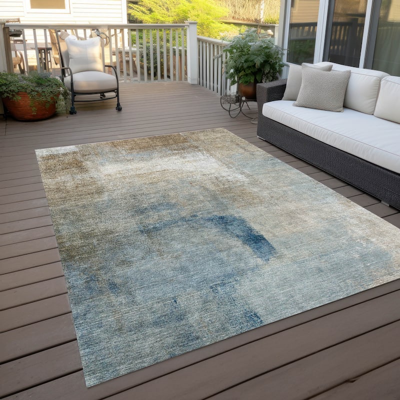 Machine Washable Indoor/ Outdoor Chantille Solid Ombre Rug