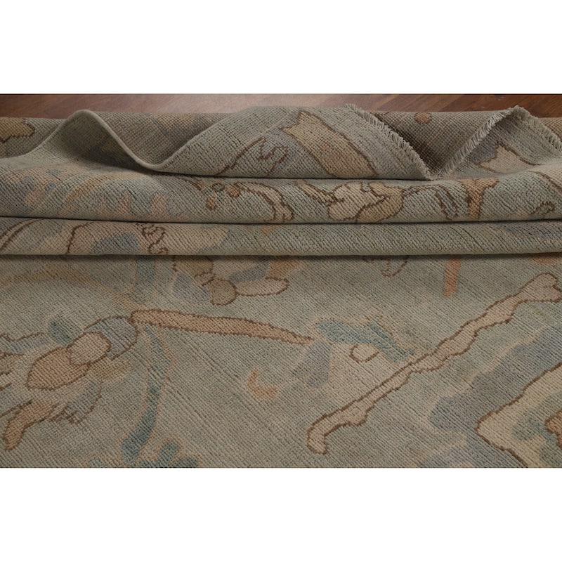 Vegetable Dye Blue Oushak Turkish Area Rug Handmade Wool Carpet - 7'10"x 9'11"