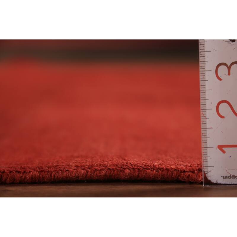 Red Modern Gabbeh Oriental Area Rug Hand-Knotted Wool Carpet - 6'8" x 9'2"