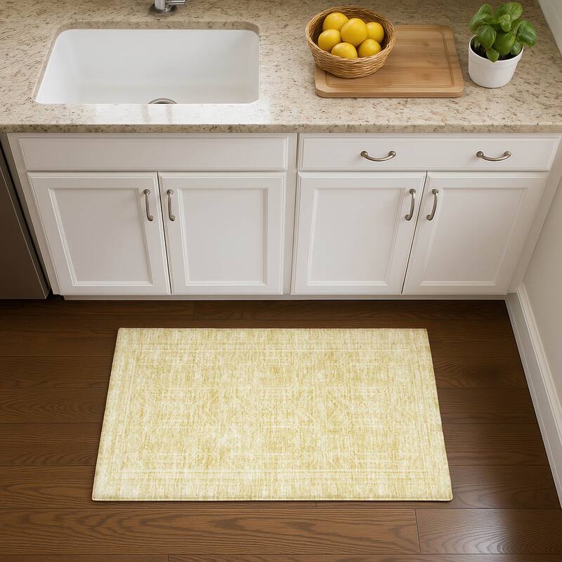 Premium Washable Super Soft Traditional Global Mayfield Rug - Wheat - 1'8" x 2'6"