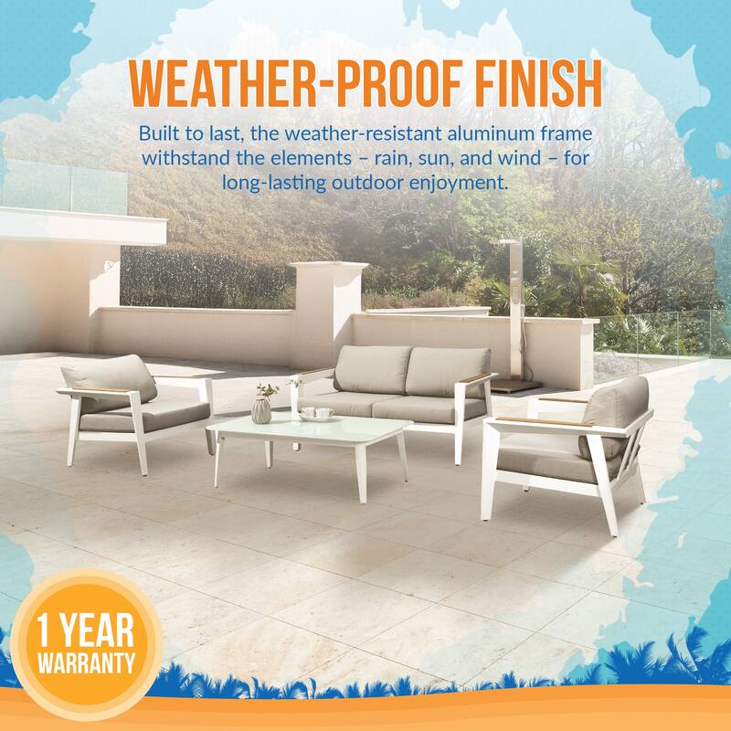 Island Retreat Newport 4-Piece Patio Furniture Conversation Set - Gray