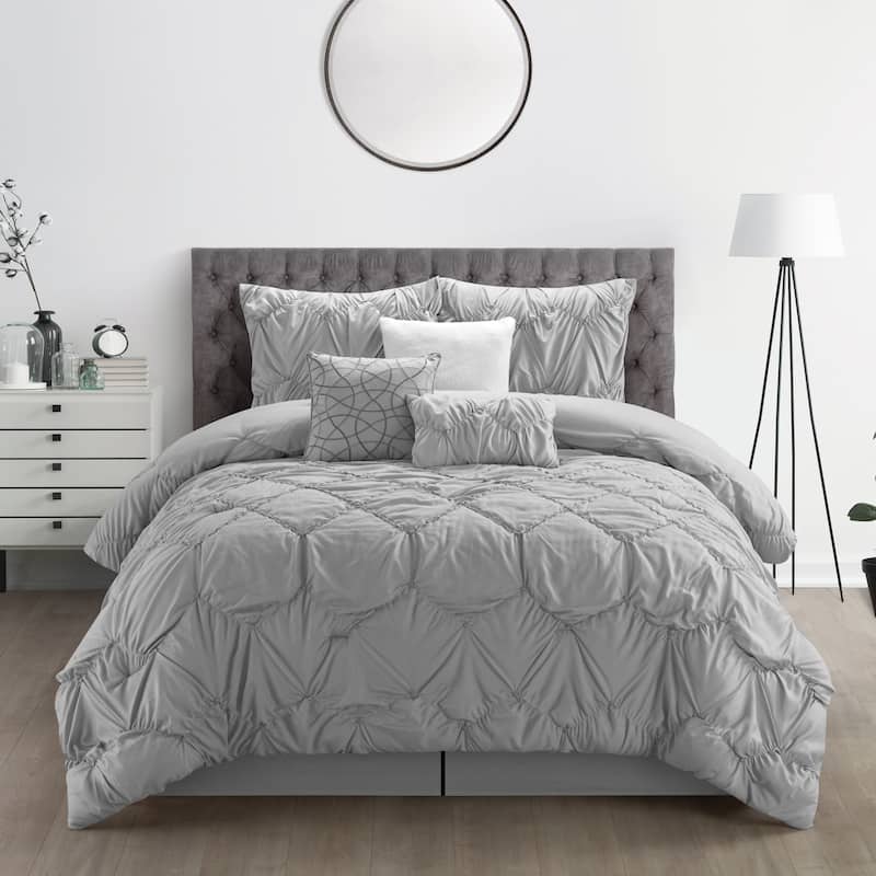 Nanshing Elianna Pintuck 7 Piece Comforter Set - Grey - California King