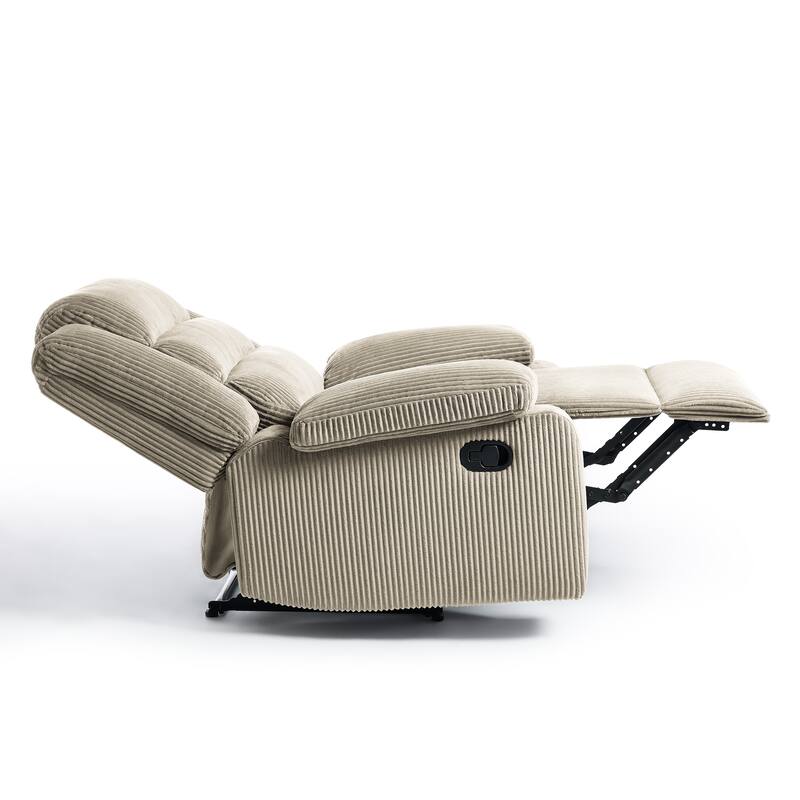 Classic Corduroy Upholstered Push Back Manual Recliner Chair