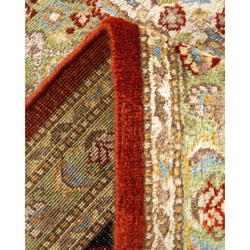 Overton Hand Knotted Wool Traditional Oriental Orange Area Rug - 6' x 9'