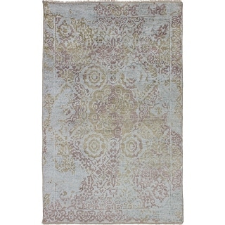 Bedroom Area Rug for Living Room 271647 eCarpet Gallery Hand-Knotted Jules Ushak Casual Grey Rug 5'5 x 7'7 