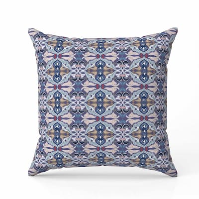 Floral Elegance Faux Suede Reversible Throw Pillow Blue and White