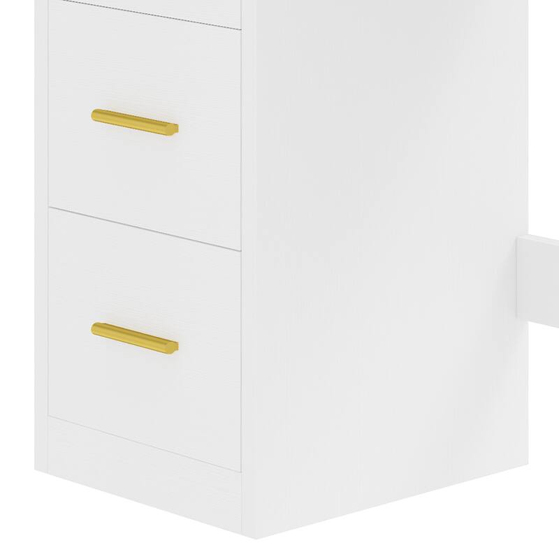 Moasis Makeup Vanity Desk with Mirror & 10 Lights,Makeup Table with 4 Drawers and 8 Open Storage Shelves