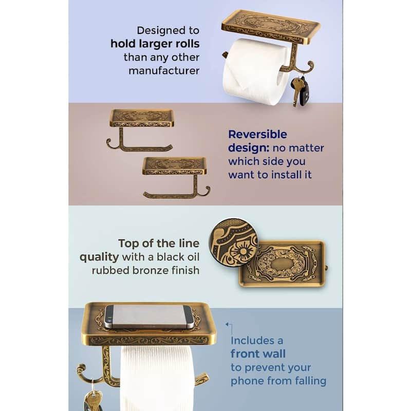 AITINKAN Wall Mount Toilet Paper Holder with Hook in Aluminum Bronze