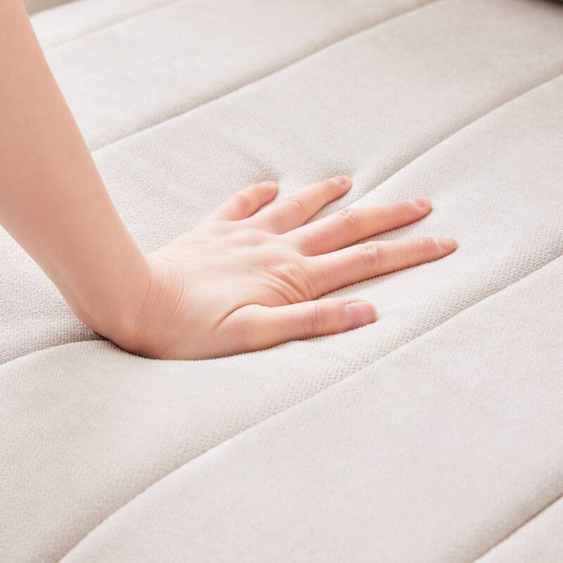 Modular L-Shaped Sectional Sofa with Movable Ottoman, 5 Seat Corner Couch with Throw Pillows, Comfy Cloud Upholstered Sofa