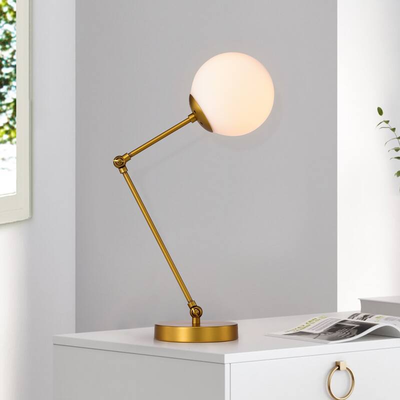 Laiba Aged Brass 1-Light Globe Glass Shade Table Lamp