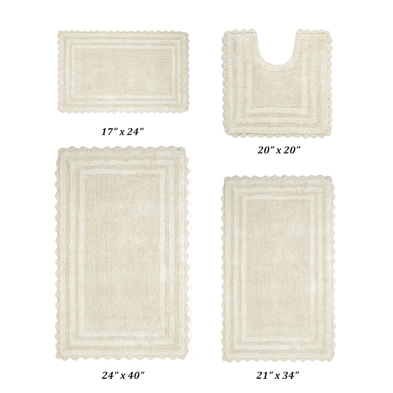 Better Trends Bath Rugs Set 100% Cotton Soft & Water Absorbent Tufted Bathroom Rug for Shower, Sink Bath Mats Lilly Crochet