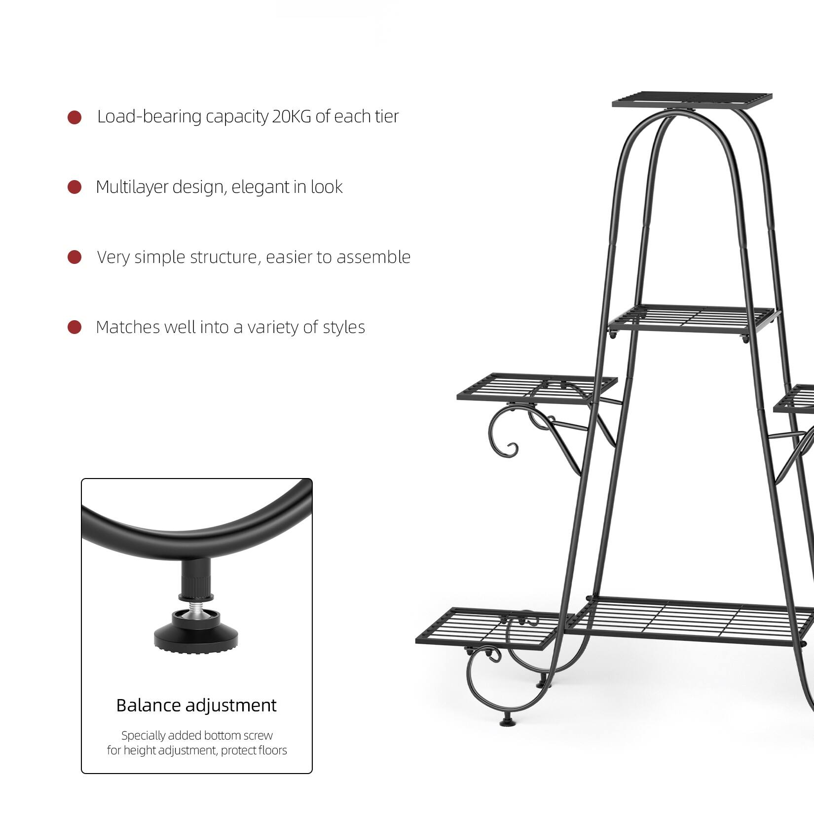7Tier Large Metal Plant Stand Multilayer Flower Planter Pot Storage