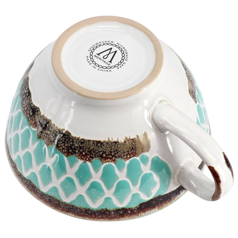 Meritage Otis 6 Piece 27 Ounce Stoneware Soup Bowl with Handle Set in Turquoise Bed Bath