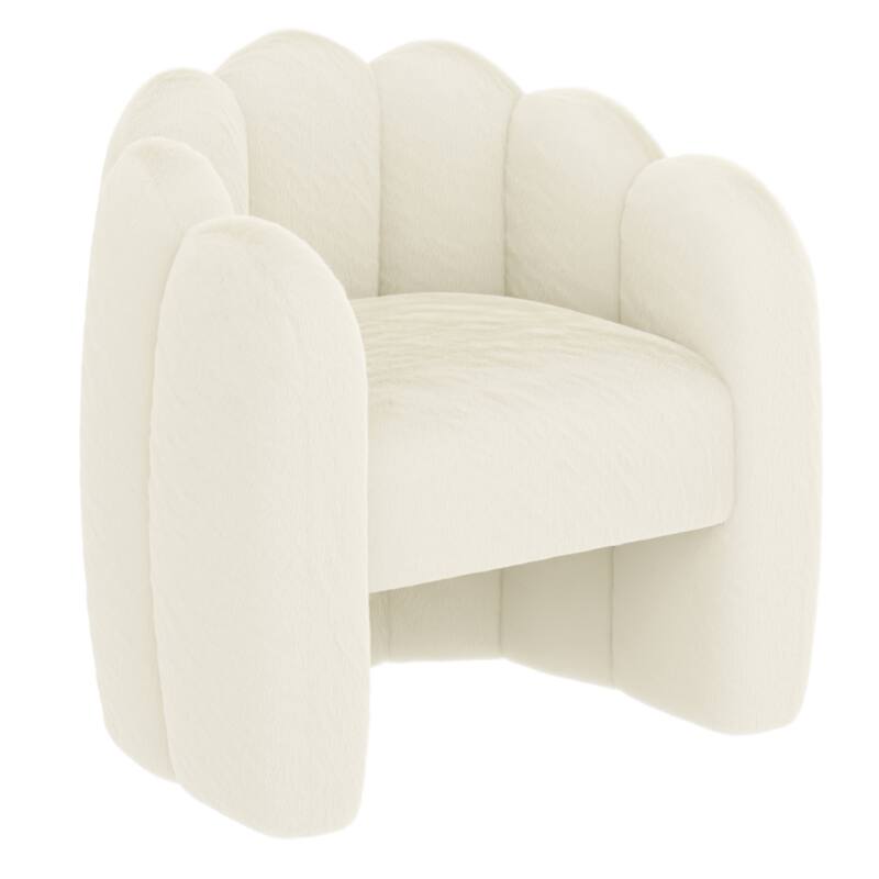 Modern Imitation Fur Accent Chair - Ivory - Ivory