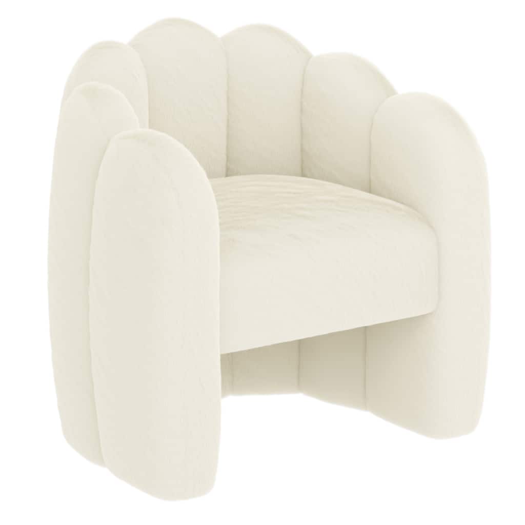 Modern Imitation Fur Accent Chair - Ivory