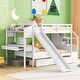 preview thumbnail 1 of 12, Twin over Twin Bunk Bed with Storage Staircase, Slide, and Desk White