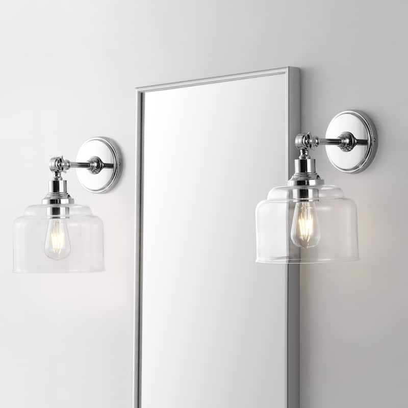SAFAVIEH Lighting Rozsika Wall Sconce - 8" x 9.5" x 11.5" - Chrome/Clear - 10Wx8Dx12H