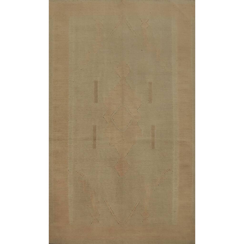 Hand Woven Oriental 100% Wool Carpet Southwestern Tribal Brown Kilim Area Rug - 5' 9'' X 3' 11''