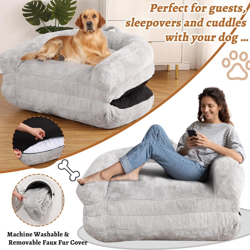 Human Dog Bed for Adults, Foldable Giant Nap Sofa Bed, Bean Bag Chair