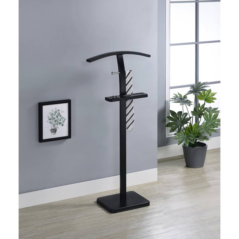 Rogers Metal Valet Stand with Shelf and Hooks Organizer - 20.5"W x 8"D x 39"H - Black