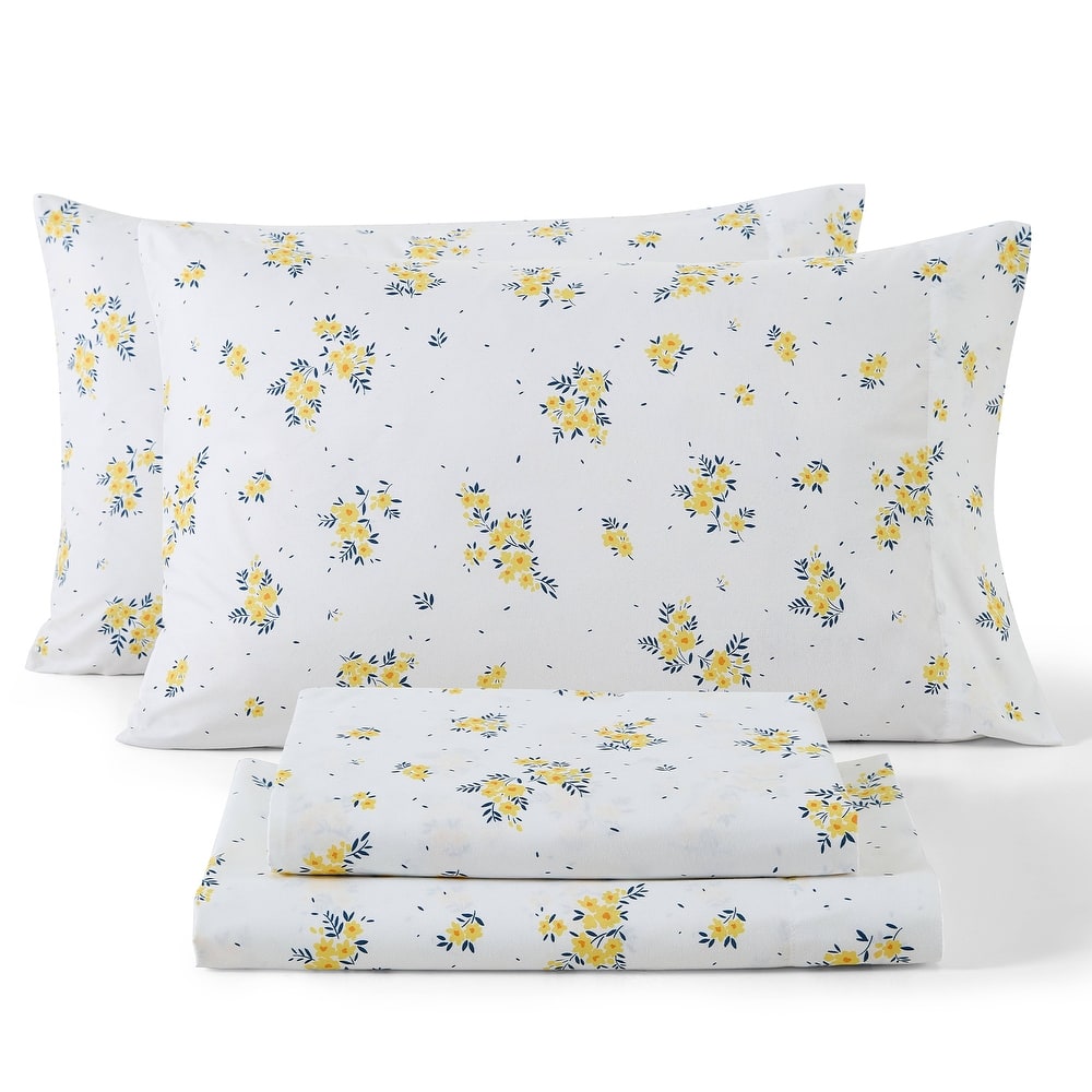HLC.ME Floral Bed Sheets - Multi-Piece Bed Sheet Set - Wrinkle Resistant & Ultra Soft - Fits Mattresses up to 15 Inches Deep