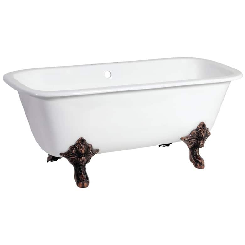 Kingston Brass Aqua Eden 67" Clawfoot Cast Iron Soaking Tub with