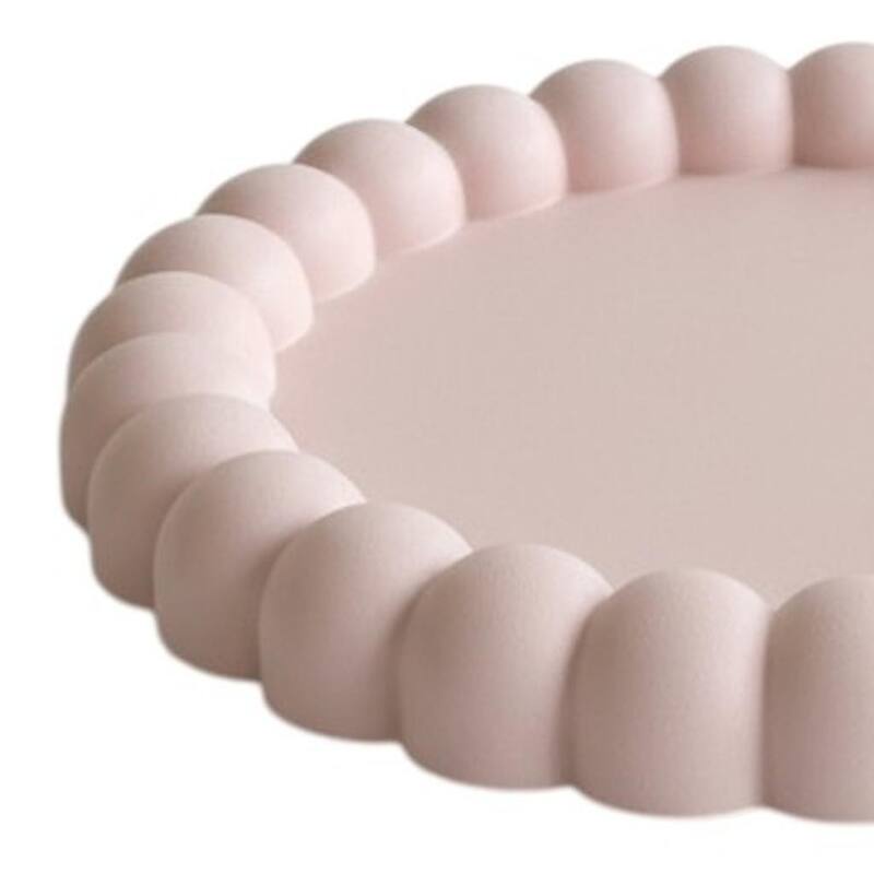 HomeRoots 6" Pink And White Resin Marbleized Handmade Round Trinket Tray - 5.50 in. x 0.75 in. x 5.50 in.