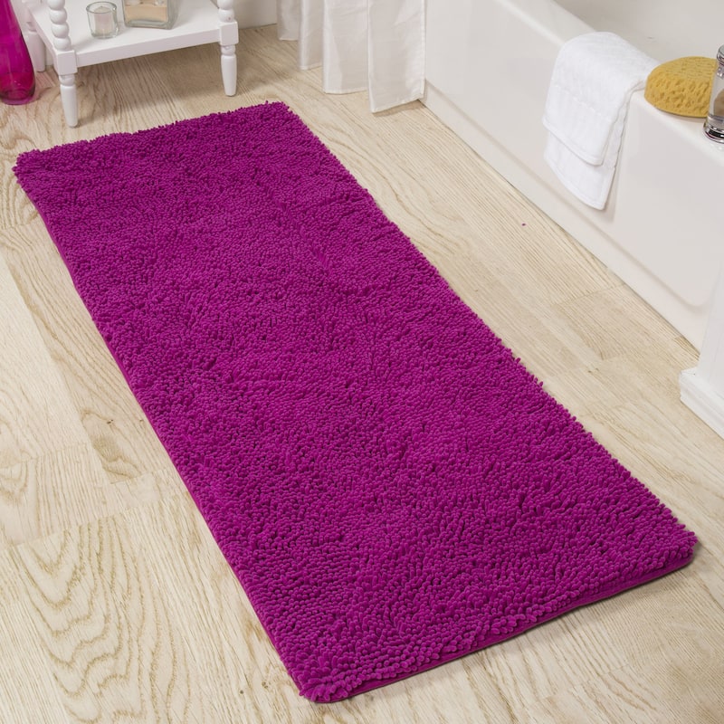 58x24-Inch Bathroom Runner with Non-Slip Backing - Absorbent High-Pile Chenille Memory Foam Bathroom Rug by Windsor Home - Pink