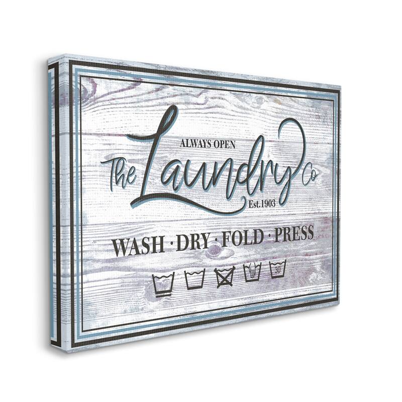 Stupell The Laundry Co Sign Wash Fold Press Icons Canvas Wall Art - Blue - 30 x 40