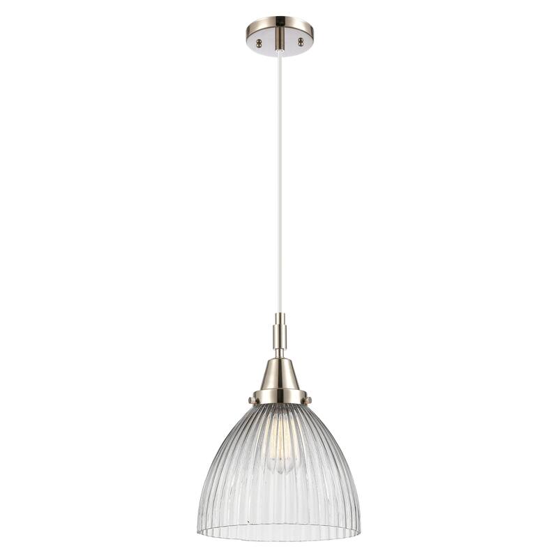 Innovations Lighting Downtown Urban - Caden Seneca Falls - 1 Light 10" Cord Hung Mini Pendant - Clear Halophane Shade/Polished Nickel