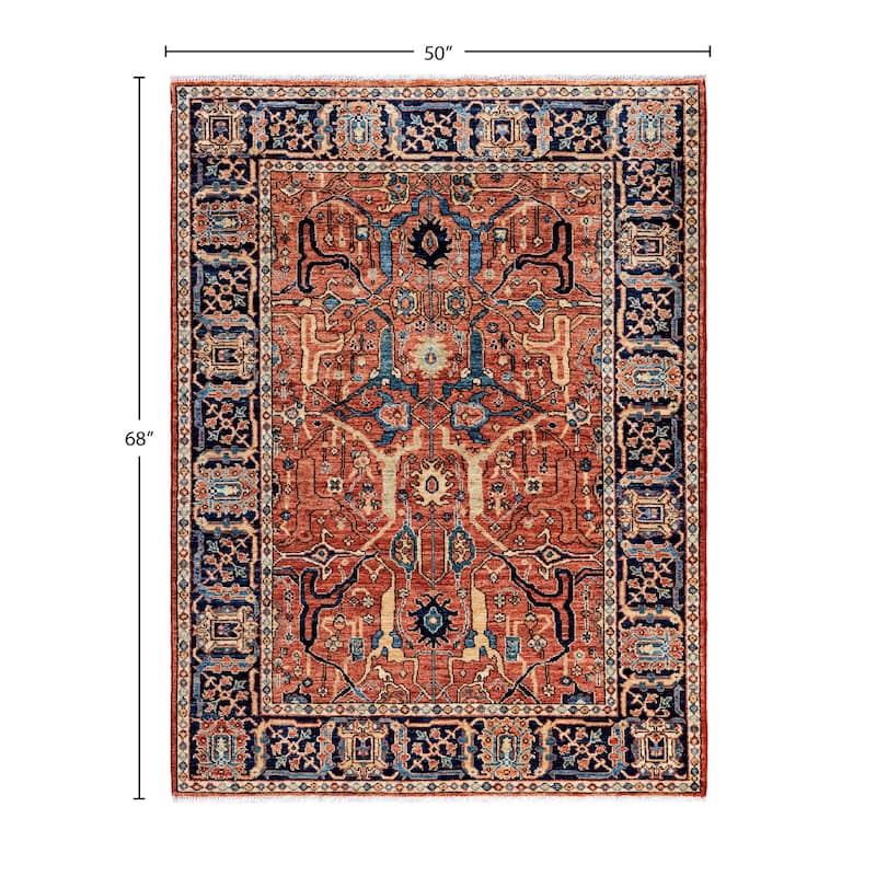 Serapi One-of-a-Kind Hand-Knotted Area Rug - Red - 4' 2" x 5' 8"