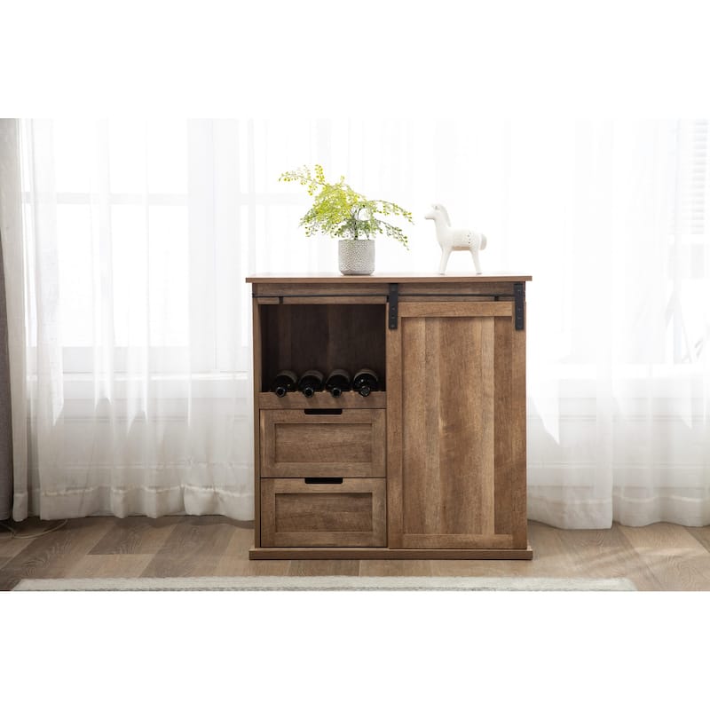 Carbon Loft Leguizamo Sliding Barn Door Wine Cabinet