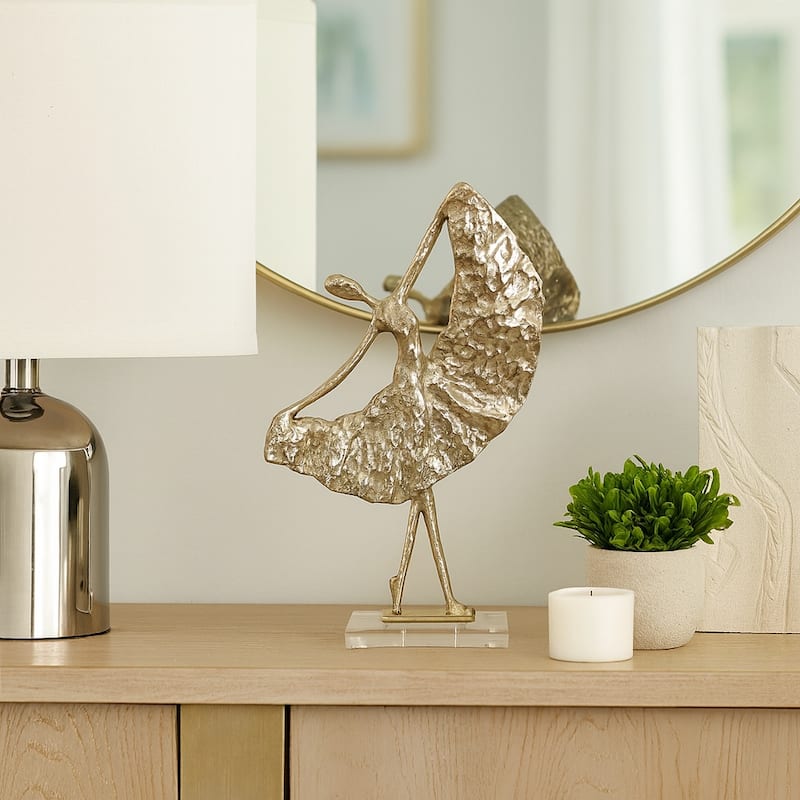 Metal Sculpture Dancer Figurine Modern Stylish Home Decor - 18" Gold - 10.5" x 5" x 17.75" - Gold - 10.5" x 5" x 17.75"