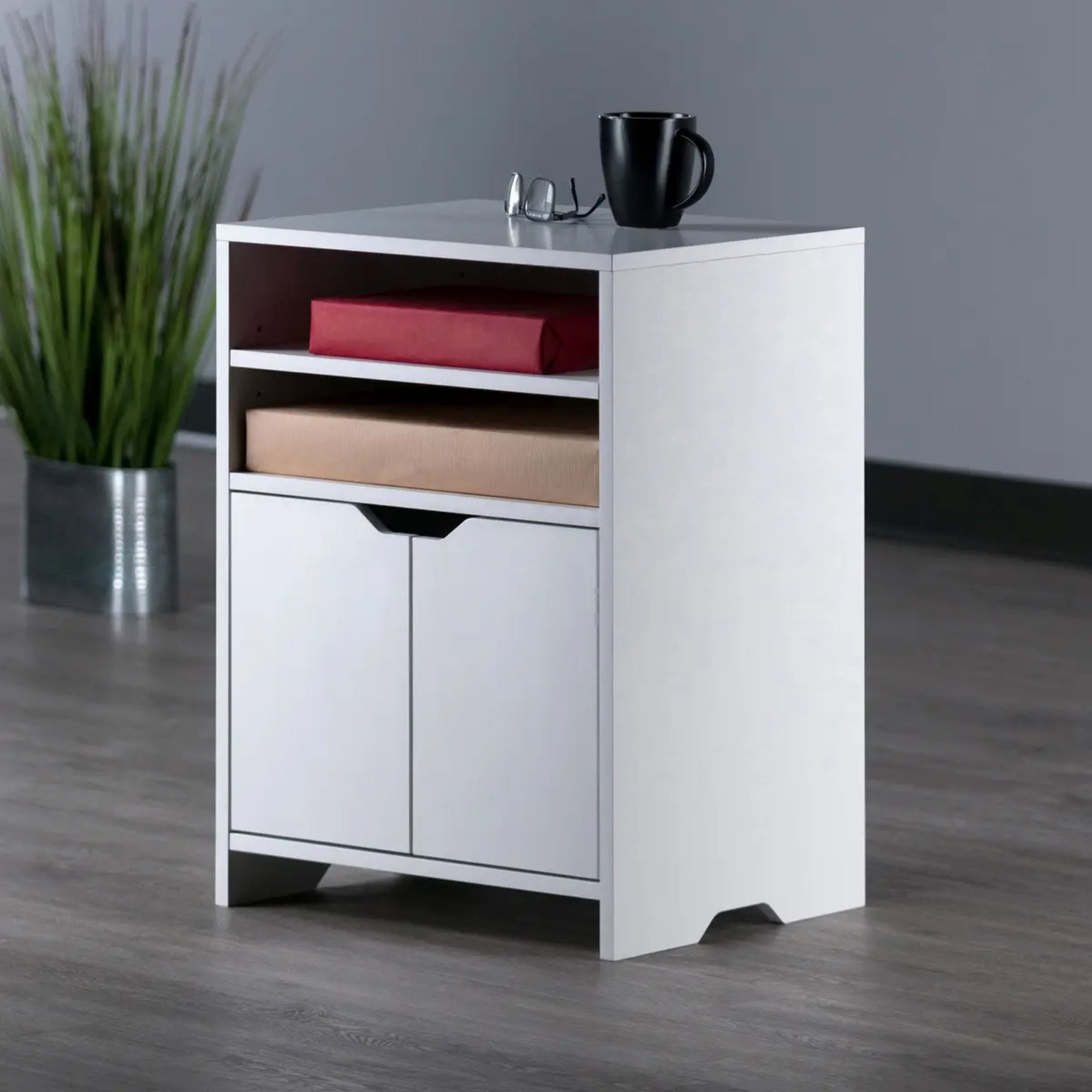 Open Shelf Storage Cabinet - 26.25" - White