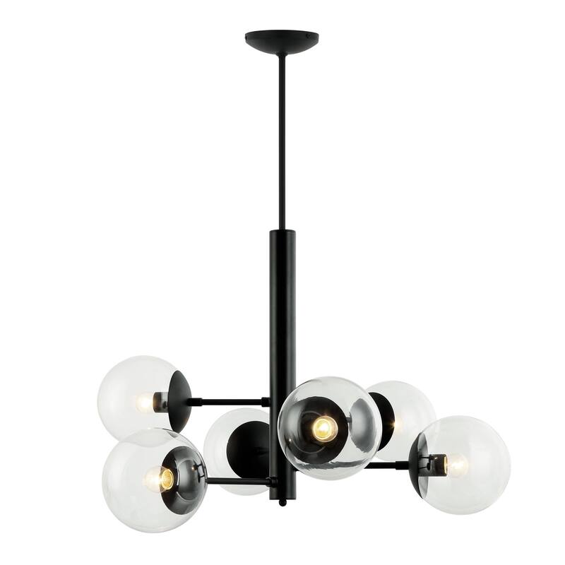 Varaluz Mid-Century 6-Light Chandelier - Black - Black, Clear