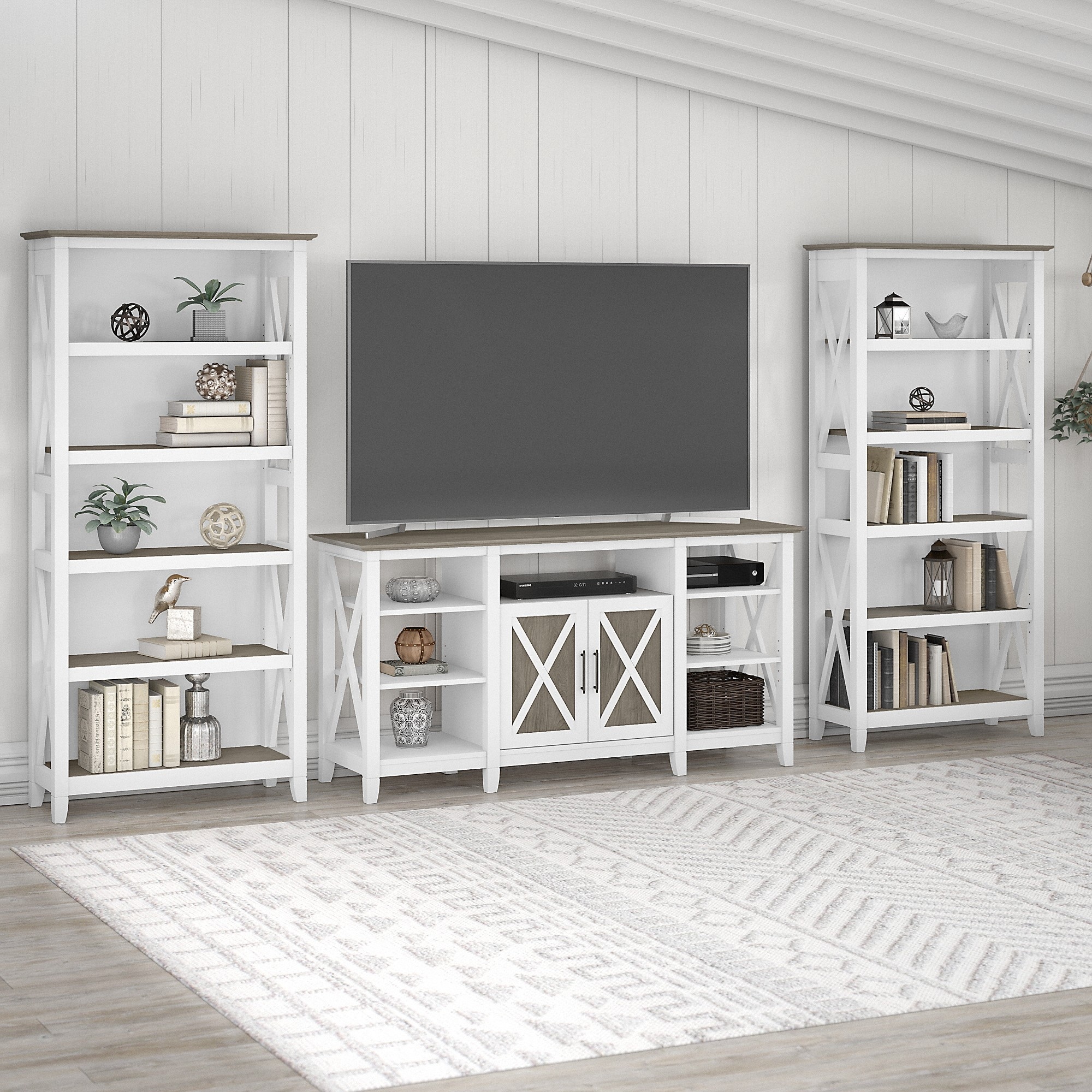The Gray Barn Tall TV Stand with Set of 2 Bookcases