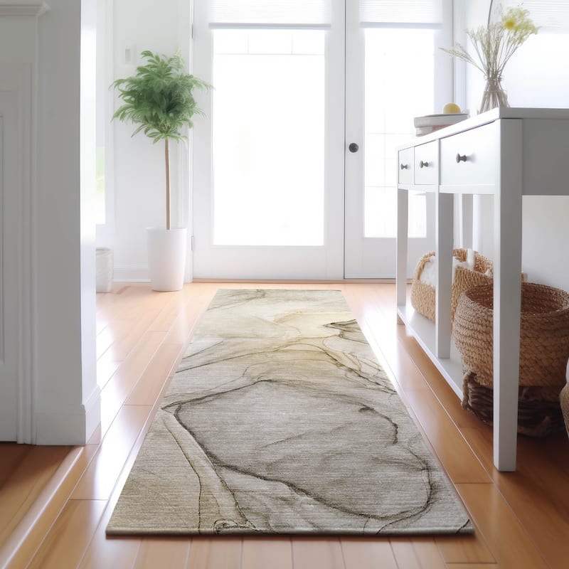 Premium Washable Super Soft Abstract Contemporary Mayfield Rug - Beige - 2' 3" x 7' 6" - Runner