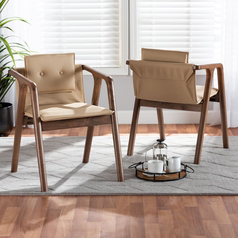 Marcena Mid-Century Modern 2-Piece Dining Chair Set