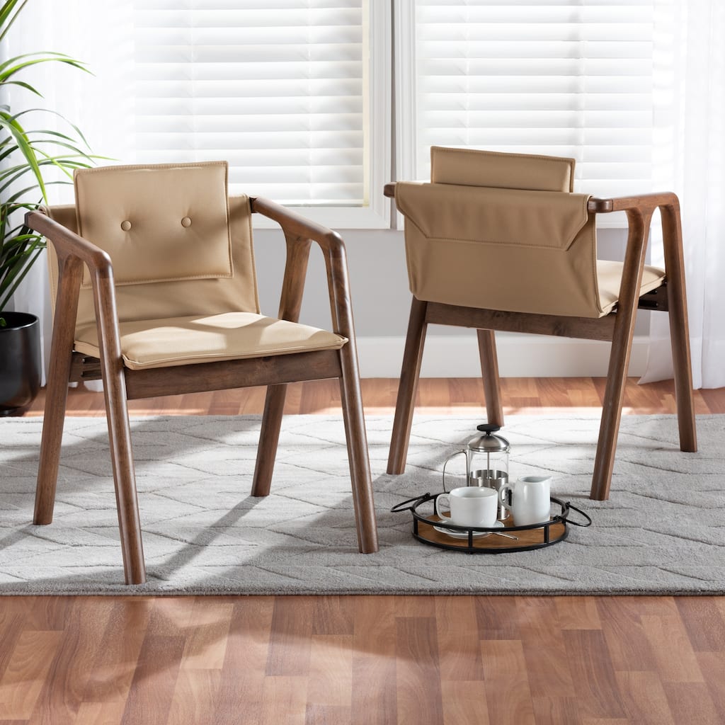 Marcena Mid-Century Modern 2-Piece Dining Chair Set