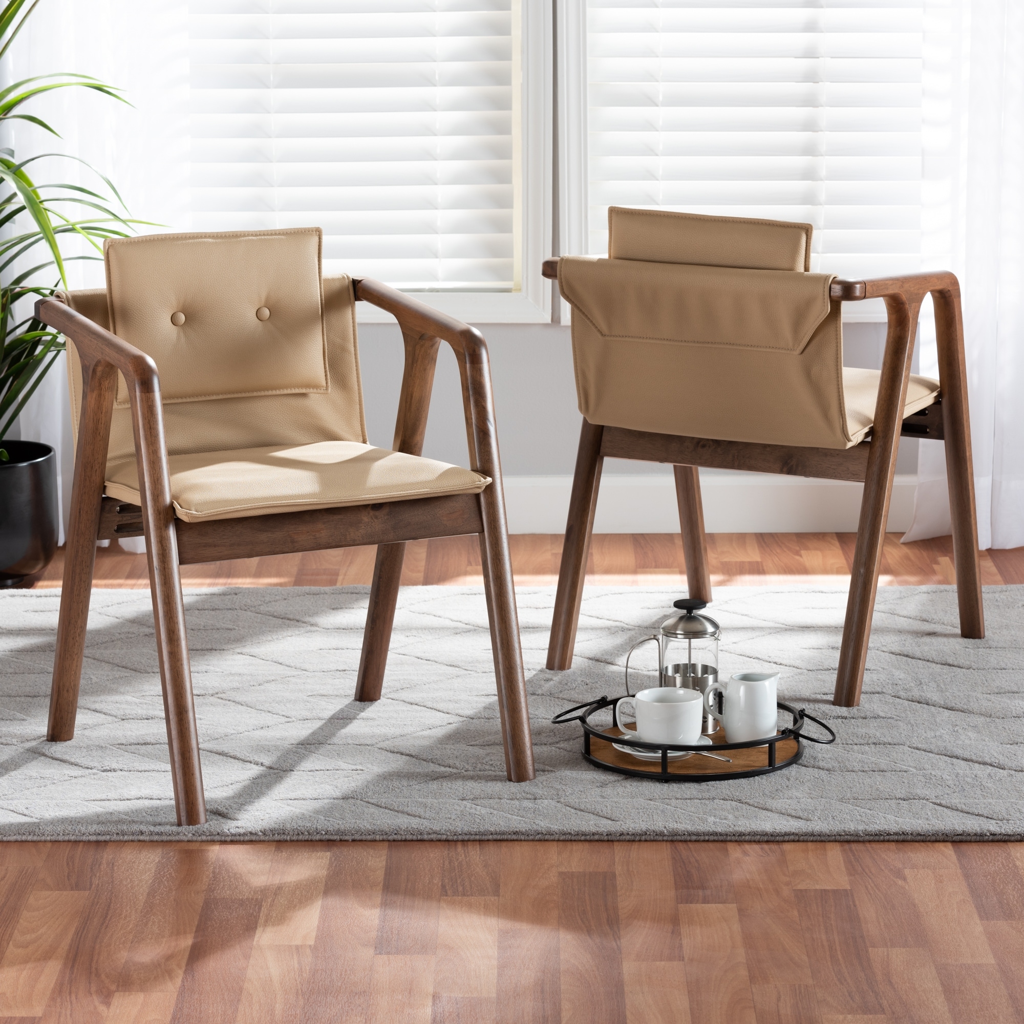Marcena Mid-Century Modern 2-Piece Dining Chair Set